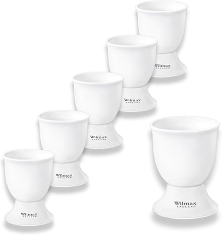 Wilmax - Porseleinen Eierdopjes - Wit - Set van 6 stuks