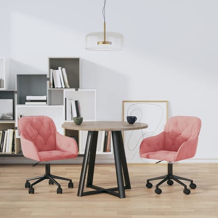 vidaXL - Eetkamerstoelen - draaibaar - 2 - st - fluweel - roze