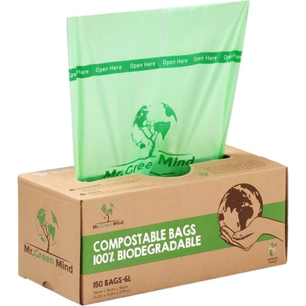 Afvalzak bio Mr.Green Mind 36x35cm 6 liter dispenser 150 stuks