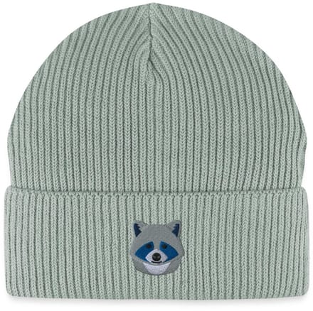 Geborduurde Wasbeer Kop Uniseks Bio Fisherman Beanie