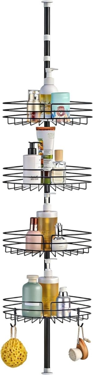 SCH® Telescopisch Doucherek - Doucherek - Zwart - ‎27cm x 17cm x 7cm