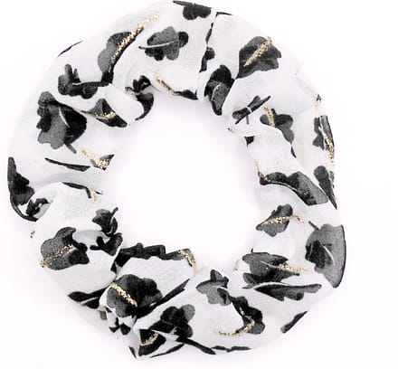 Scrunchie wit-zwart met gouden streepjes