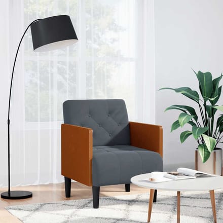 vidaXL - Fauteuil - met - armleuningen - 55 - cm - fluweel - donkergrijs