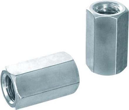 Koppelmoer. M12 x 36 mm. lang. Verzinkt. 2 stuks Moeren. Ifix.