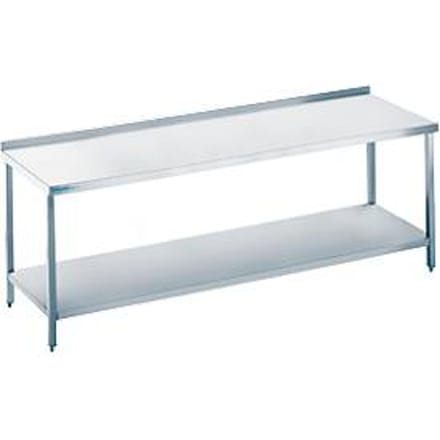 Werktafel van rvs met legbord, 850 x 700 x 2000 mm