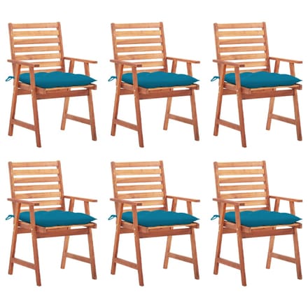 vidaXL - Tuinstoelen - 6 - st - met - kussens - massief - acaciahout