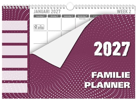 MGPcards - Family Planner XL 2027 - Weekplanner - Week begint op maandag - 34 x 24,5 cm - Purper