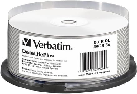 Blu-Ray Disc 50 GB opnamebare schijven, bedrukbaar oppervlak, 6x snelheid, 25 stuks