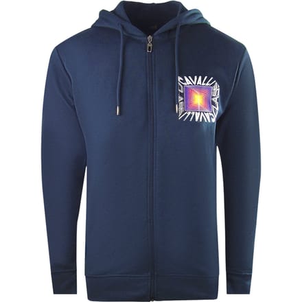 Cavalli Class Aysmmetric Box Design marineblauwe hoodie met rits
