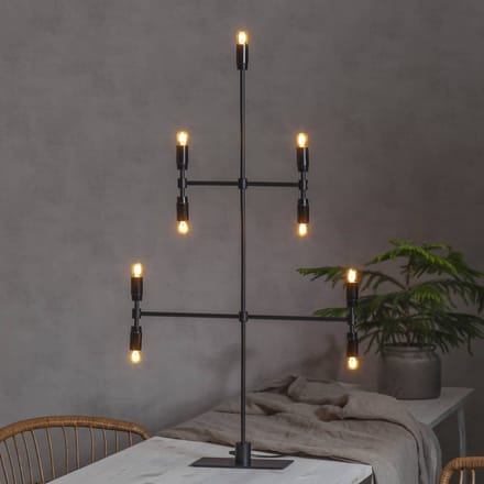 Star Trading Moderne kandelaar 'Twice', 5-armig, 9-vlammig, E14-fitting, netvoeding, zwart, H 91 cm