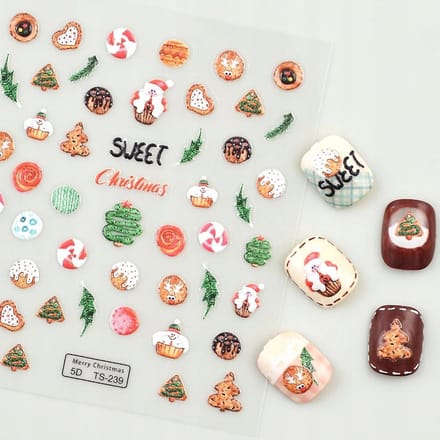 Frezarkowo - 3D Samoprzylepne Nagelstickers - Kerst - Ciasteczka