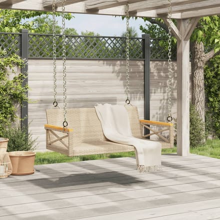 vidaXL - Schommelbank - 109x62x40 - cm - poly - rattan - beige