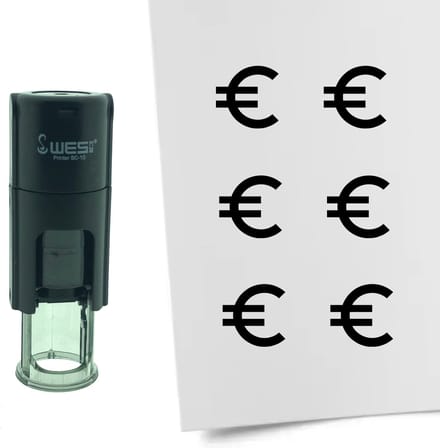 CombiCraft Stempel Euro teken 10mm rond - zwarte inkt
