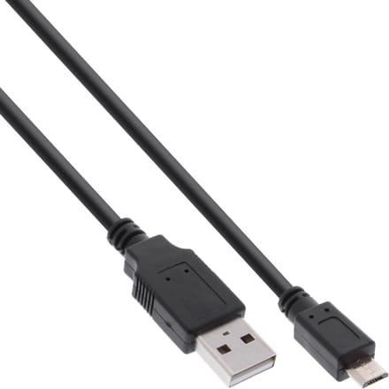 InLine® Micro-USB 2.0 kabel, snellaadkabel, USB-A male/Micro-B male, zwart, 1,8m