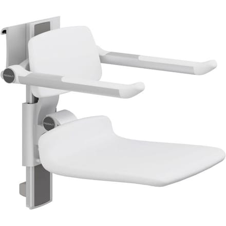 Pressalit PLUS shower seat 450 height adjustable with backrest and armrest R7464000