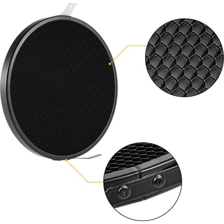 Fotostudio 16,8 cm 30 Graden Honingraatrooster voor 7  Standaard Reflector Diffuser Lampenkap Schotel black
