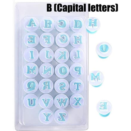 Ensemble de coupe-lettres et chiffres, moule à gâteaux, biscuits, outils de décoration de gâteaux, tampon à biscuits, gaufreur, bricolage, biscuits au sucre, plongeur à chocolat B (Capital letters) white