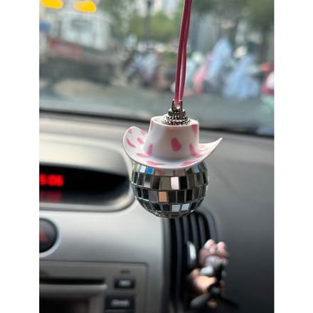 1pc Décoration Suspendue Créative Boule Disco Rétroviseur de Voiture gray
