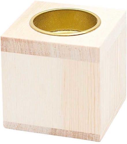 Kaarsenhouder hout 6x6x6cm