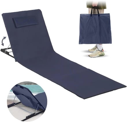 Verstelbare Strandmat met Rugleuning - Draagbare Ligstoel voor Buiten - Inklapbare Zonnemat met Draagtas