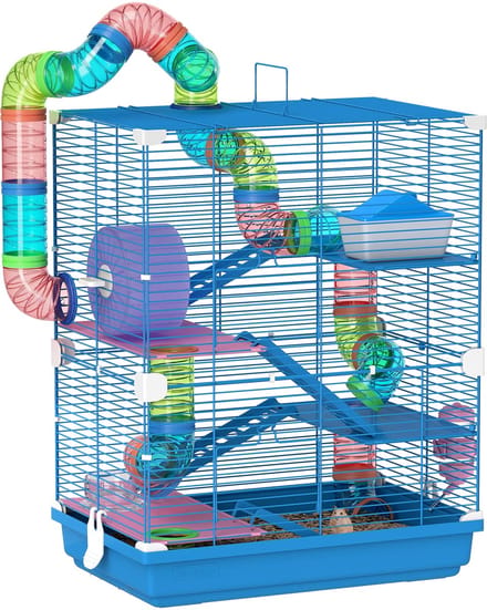 PawHut-Hamsterkooi-Metaal-46x30x58cm-Blauw
