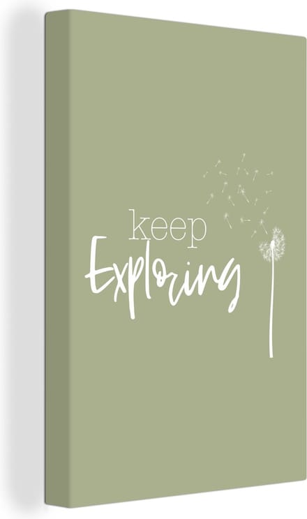 Canvas Schilderij Spreuken - Quotes - Keep exploring - 20x30 cm - Wanddecoratie