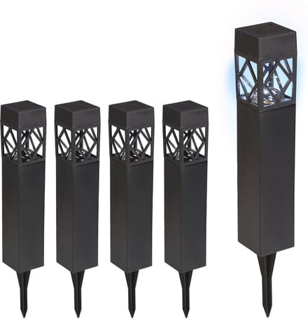 solar tuinlampen - set van 5 - koudwit - waterdicht - schemersensor - 41x6x6 cm - zwart