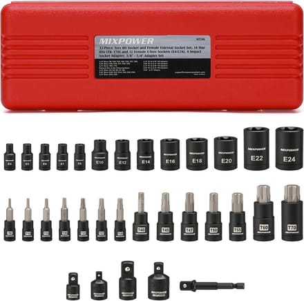 32-delige Torx & E-Torx Bit Socket Set met Opbergetui - CR-V en S2 Staal