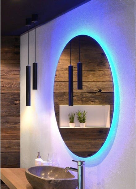 Looox Cm-line spiegel 80cm rond met rgb-w led alu helder