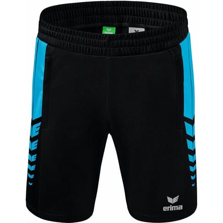 Erima Six Wings Worker Short Kinderen - Curaçao / Zwart | Maat: 164