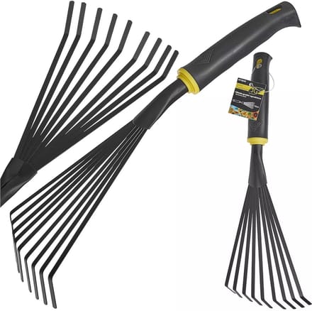 John Gardener Handhark - Ventilatorvorm - 9 Tanden - Ergonomisch - 36 cm - Poedergecoat Staal