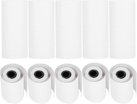 10 rollen thermopapier, zwart op wit, voor bluetooth-zakprinters, 6 meter lengte per rol, 5,5 cm breedte.