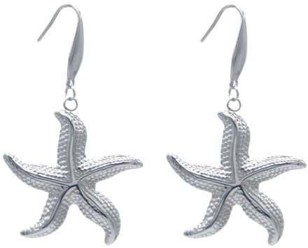 Dames Oorbellen – RVS – Zeester Design – Zilverkleurig – 5cm – Elegant & Speels