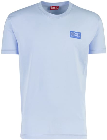 T-shirt Diesel lichtblauw normale fit ronde hals