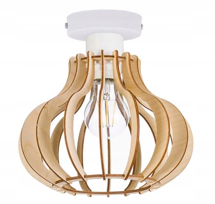 Loft Plafond Lamp met Houten Kap - E27