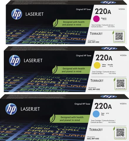 HP 220A - Tonercartridge - Origineel - Standaard Capaciteit - Rainbowkit - Cyaan/Magenta/Geel