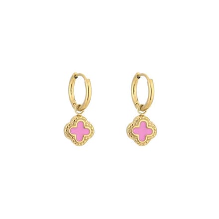 Bijoutheek Oorhangers Klaver Pink Goud