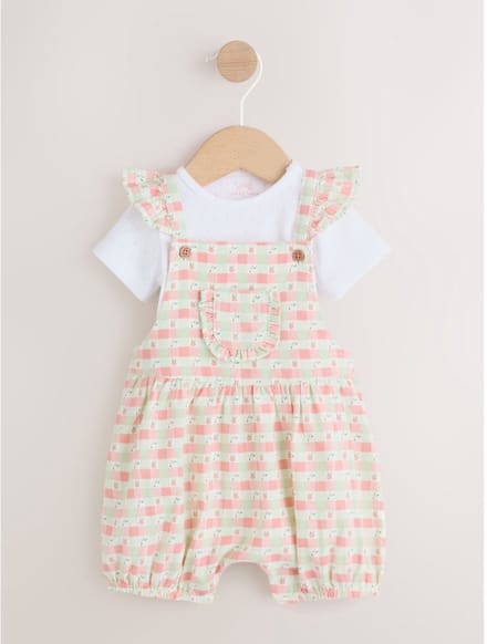 Next - Meisjes - 2-delige babyset van tuinbroek en rompertje - Roze