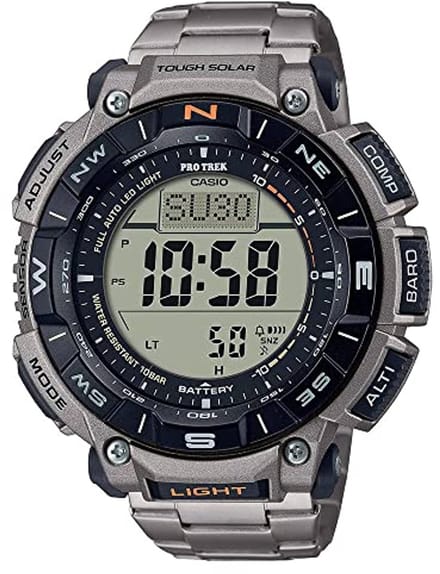 Pilotenhorloge Grijs met Digitale Display en Titanium Armband