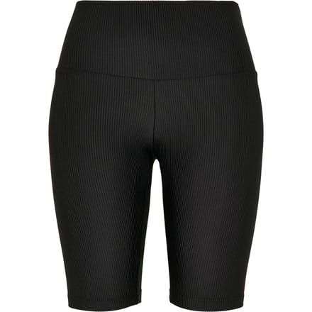 Urban Classics - High Waist Shiny Rib Korte cycle broek - M - Zwart