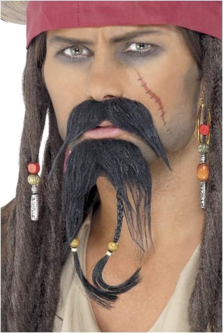 Smiffys Snor en Baard Set Pirate Zwart