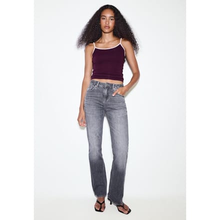 Stradivarius B07 Top met bandjes en ribstructuur  Donkerpurper L
