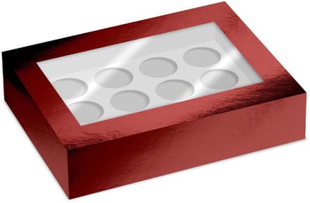 Simply Making Cupcake Box Venster Rood Metallic 12 pk/2