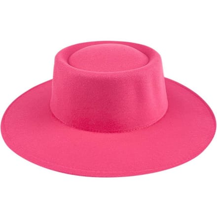 Effen Kleur Breedgerande Tophoed Franse Mode Jazz Wollen Hoed M（56-58cm） pink