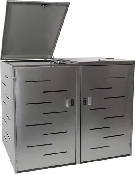 2/4 bakken Containerombouw - Kliko Ombouw - Containerberging - Afvalbakberging - Container berging - Containerberging voor afvalcontainers - uitbreidbaar 116x141x98cm ~ roestvrij staal 50kg
