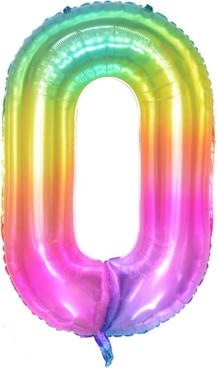 DW4Trading Regenboog Cijfer Ballon 0 - Feestversiering - Decoratie - Helium Ballon - 100 cm
