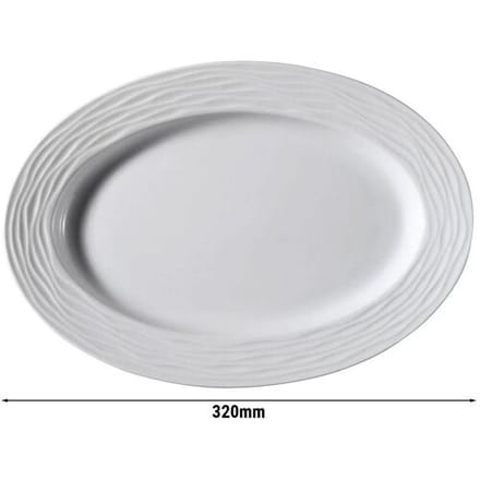 GGM Gastro (12 Stück) SEA WAVE - Platte/Dönerteller - oval - Länge: 320mm - Weiß Wit