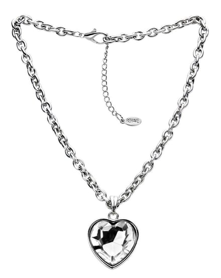 Behave Korte anker ketting lengte 42 cm, metaal, hanger hartvorm 30mm