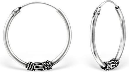 Montebello Oorbellen Capri B - 925 Zilver Geoxideerd - Bali - 2mm - ∅18mm