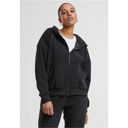 Urban Classics - Jacquard Velvet Oversized Vest met capuchon - M - Zwart